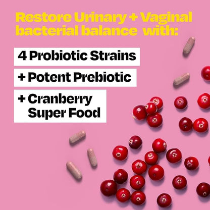 Cystex 3-in-1 Urinary Tract Probiotic for Women - Fast-Acting UTI & Yeast Infection Support with Prebiotics, Probiotics, & Cranberry - Supports Vaginal pH & Flora Balance - 30 Capsules