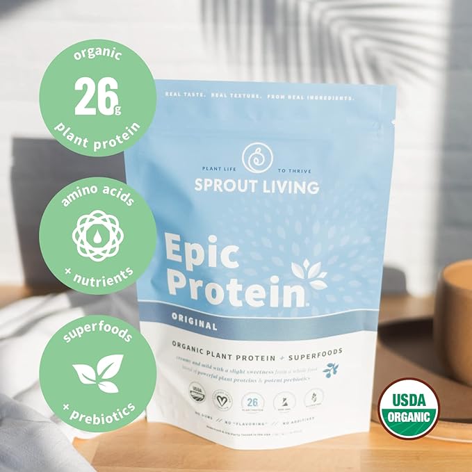 Plant Based Protein & Superfoods Powder, Original, Unflavored | Organic Protein Powder, Vegan, Non Dairy, Non-GMO, Gluten Free, Sugar Free, Perfect Keto Drink Mix (1 lb)