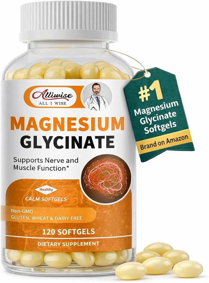 Magnesium Glycinate 400mg Softgels with Vitamin D3 & B6,Small Easy to Swallow Gel Caps,High Absorption, Gentle on Stomach,Supports Sleep, Muscle & Calm,Bone Health,120 Softgels