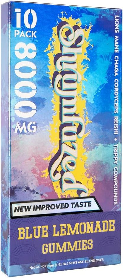 Shrumfuzed Proprietary Nootropic Gummy 8000mg - Now with New Improved Taste - Lion's Mane, Reishi, Chaga, and Cordycep Nootropic Mushroom Blend (10, Blue Lemonade)