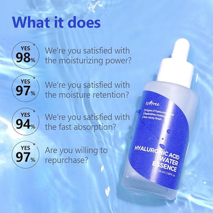 ISNTREE Hyaluronic Acid Water Essence 50ml 1.69 fl.oz | Water Serum | Replenishes moisture | Non-sticky ﬁnish