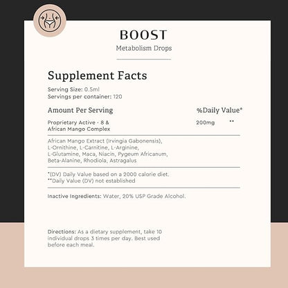 BODY COMPLETE RX Boost Drops with Maca Root, Amino Acids, L Glutamine, Niacin, and Rhodiola for Energy, Digestion, and Thyroid Support for Women, Plant Based, 60 ML