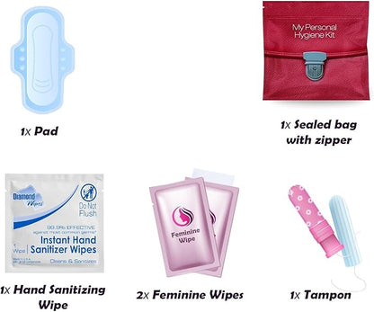 Assorted Menstrual Kit All-in-One 60 Pack | Convenience on The Go | Period Kit Pack for Travelling, Tweens & Teenagers or just When You’re Out | Individually Wrapped Feminine Hygiene Product