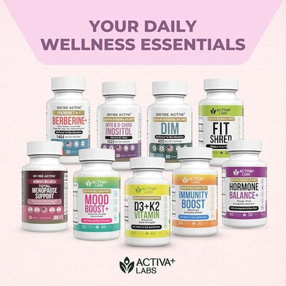 Swiss Activa+ Labs DIM Supplement – Hormone Balance for Women & Men – Estrogen Supplement for Women and Men– Supports Hormonal Acne & Menopause Symptoms| Gluten Free, Non-GMO & Vegan – 180 Days Supply