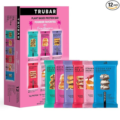 TRUBAR Vegan Protein Bars, 12 Count Founder Favorites Variety Pack, (2 Each – OOCD, DAD, SFPB, PBJ, SSGC & CoCo), Gluten Free, Plant Based, Dairy Free, High Fiber, Healthy On-the-Go Snack Bars