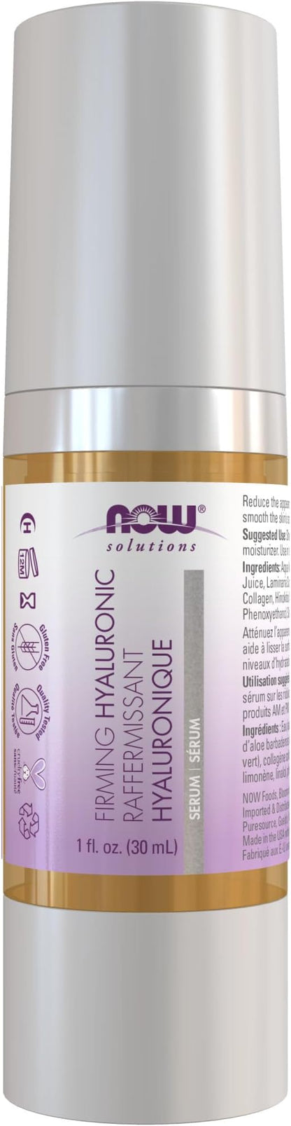 NOW Foods Solutions, Hyaluronic Acid Firming Serum, Naturally Reduces Appearance of Fine Lines, 1-Ounce