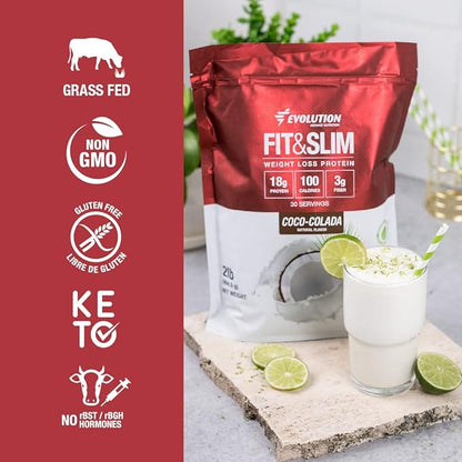 Evolution Advance Nutrition Fit & Slim Blend – Grass-Fed Whey Protein Powder for Easy Digestion, Keto-Approved, Non-GMO, Stevia Sweetened, Natural Flavor – 2 Pounds (Coco-Colada)