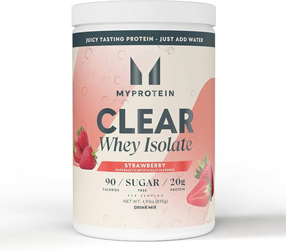 Myprotein Clear Whey Isolate Protein Powder, 35 Servings, (1.9lbs) Strawberry, 20g Protein per Serving, Naturally Flavored Drink Mix, Daily Protein Intake for Superior Performance