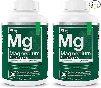 Essential Elements Magnesium Plus Zinc with Vitamin D3 - Scientifically Formulated Heart, Bone, & Muscle Support - 225mg Triple-Strength Magnesium Complex with Glycinate, Malate, Citrate - 360 Count