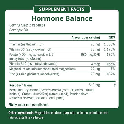 Semaine Hormone Balance – Clearer Skin, Enhanced Moods, Deeper Sleep & Happier Hormones. Hormone-Free, Vegan Capsule, Multi-Symptom Support (60 ct)