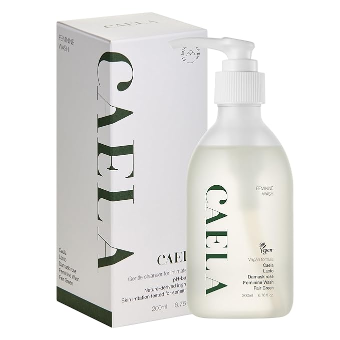CAELA Feminine Wash Gel Fairgreen, pH-Balanced Intimate Cleanser for Women, Triple Lactobacillus Ferment Complex, Vegan K-Beauty with Green Tea & Mugwort, Sulfate-Free, 6.76 Fl Oz