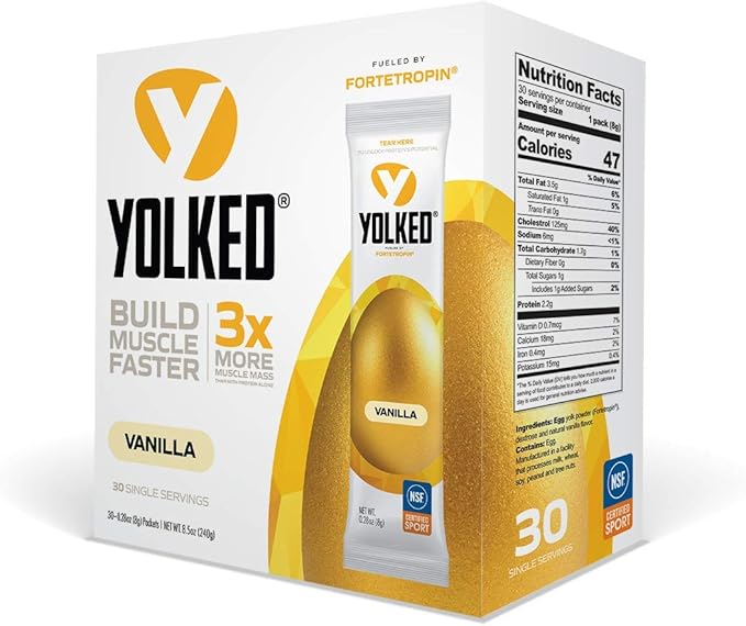 YOLKED - NSF-Certified Muscle Building Supplement - Help Increase Lean Muscle, Reduce Muscle Loss, and Improve Recovery with Fortetropin, 30 Servings