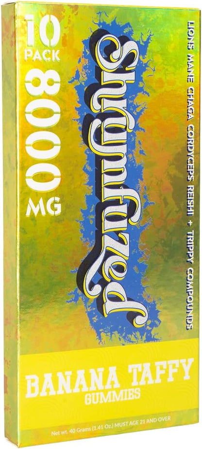 Shrumfuzed Shrumfuzed - Proprietary Nootropic Gummy 8000mg - Lion's Mane, Reishi, Chaga, and Cordycep Nootropic Mushroom Blend (10, Banana Taffy)