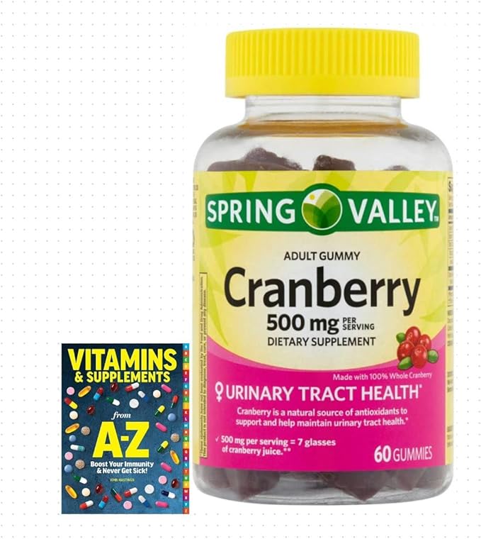 Adventure Home Spring Valley Adult Gummy Cranberry Dietary Supplement, 500 mg, 60 Count+Better Guide Vitamins Supplements