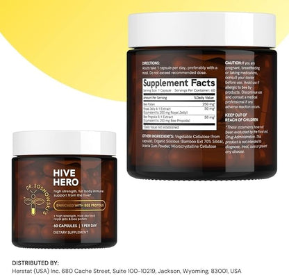 Dr Sosnowski's Hive Hero – Propolis, Royal Jelly & Bee Pollen Supplement – Triple Hive Action for Daily Wellness – 60 Vegetable Capsules