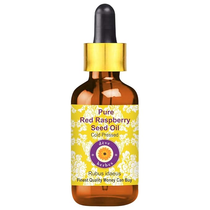 dève herbes Pure Red Raspberry Seed Oil (Rubus idaeus) with Glass Dropper Cold Pressed Oil for Skin - 30ml (1 oz)