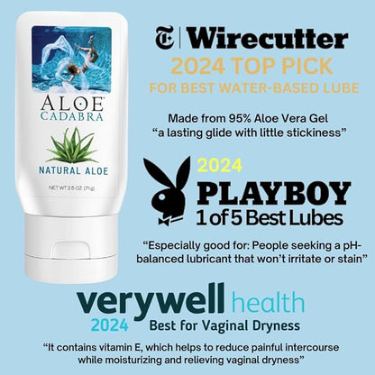 Aloe Cadabra Natural Water-Based Personal Lubricant, Organic Aloe Lube for Men, Women, and Couples, pH Balanced (Unscented 2.5 Ounces, 5 Pack)