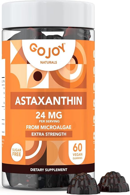 GOJOY NATURALS Astaxanthin Gummies 24mg – High Potency Antioxidant Supplement – Skin, Eye & Immune Wellness Support – Vegan, Sugar-Free, Non-GMO, Gluten-Free, Soy-Free – 60 Gummies