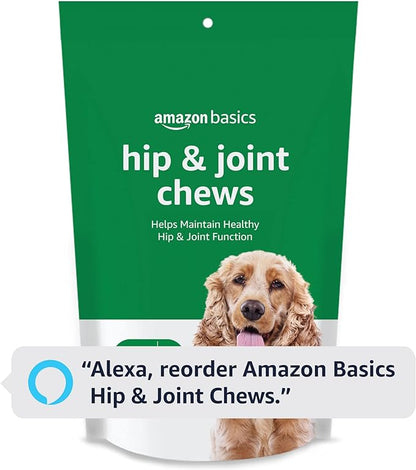 Amazon Basics Dog Hip & Joint Daily Supplement Chews with Glucosamine, MSM, and Vitamin C, Duck Flavored, 60 Count (Previously Solimo)