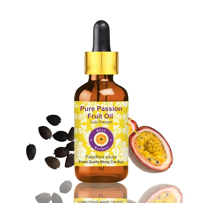 Deve Herbes Pure Passion Fruit Oil (Passiflora edulis) with Glass Dropper Cold Pressed 5ml (0.16 oz)