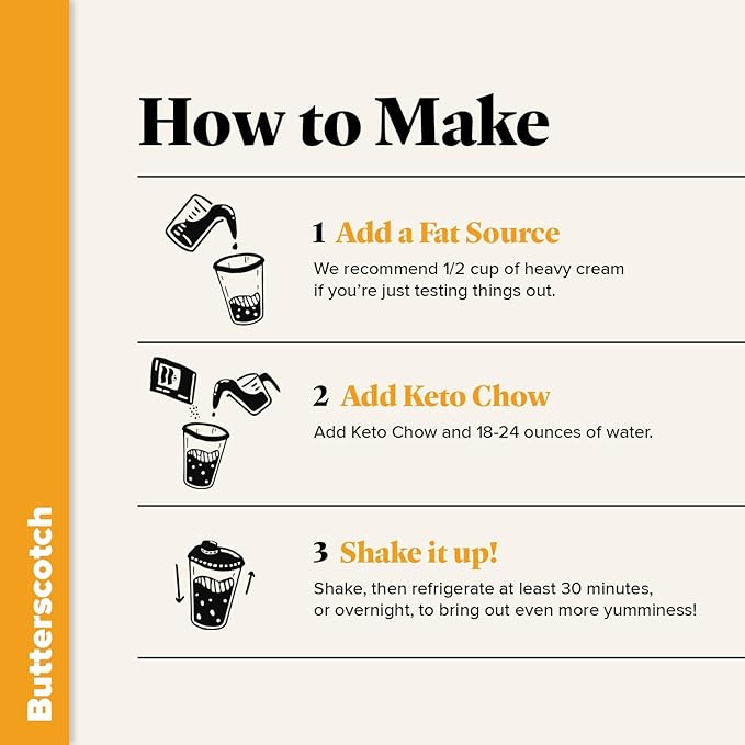 Keto Chow Butterscotch | Keto Meal Replacement Shake Powder | Nutritionally Complete | Low Carb | Delicious Easy Meal Substitute | Protein Rich You Choose The Fat | Single Meal Sample