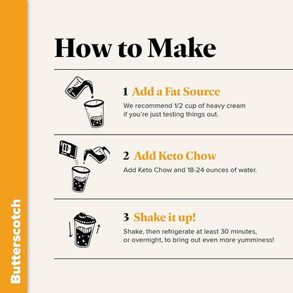 Keto Chow Butterscotch | Keto Meal Replacement Shake Powder | Nutritionally Complete | Low Carb | Delicious Easy Meal Substitute | Protein Rich You Choose The Fat | Single Meal Sample