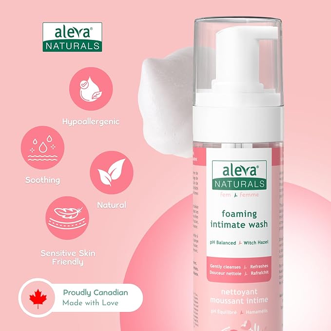 Aleva Naturals Foaming Intimate Wash, Cleanses & Refreshes Women's Intimate Areas, pH Balanced, Natural & Organic Formula, Economy Pack - 6x200ml, Clear, 37882