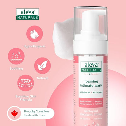 Aleva Naturals Foaming Intimate Wash, Cleanses & Refreshes Women's Intimate Areas, pH Balanced, Natural & Organic Formula, Economy Pack - 6x200ml, Clear, 37882