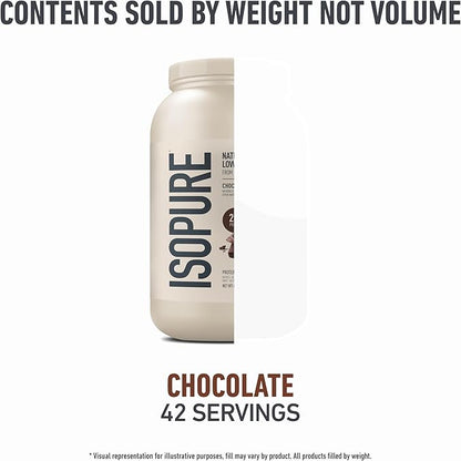 Isopure Low Carb 100% Pure Whey Isolate Protein Powder, Lactose Free, Gluten Free, with Vitamins, Chocolate, 25g Protein Per Serving, 3 Lbs, 42 Servings (Packaging May Vary)