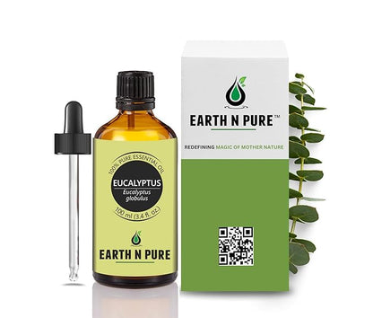 Earth N Pure Eucalyptus Essential Oil (Nilgiri Oil) Steam Distilled, Undiluted, Natural, Therapeutic Grade with Glass Dropper -100 ml