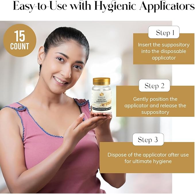 PureLux Boric Acid Capsules for Women 800mg Size 000 15 Count Daily Intimate Balance and Odor Control Plant-Based Fragrance-Free Formula