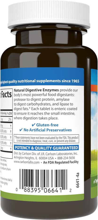 Carlson - Natural Digestive Enzymes, Digestive Aid #34 with Protease, Amylase & Lipase, Digestive Support, Nutrient Absorption & Optimal Wellness, 100 Tablets