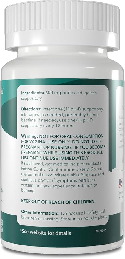 pH-D Feminine Health Support - Boric Acid Starter Bundle - pH-D Boric Acid Vaginal Suppositories 72 Count and 5 Vaginal Suppository Applicators