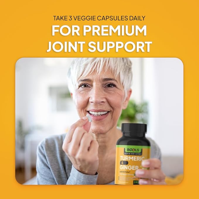 Turmeric Curcumin Supplement with BioPerine & Ginger, Turmeric Curcumin with Black Pepper 1950mg for Max Absorption Joint Support- Non-GMO Turmeric Supplement, Vegan, 240 Capsules
