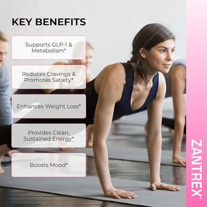 Zantrex SkinnyStix Strawberry Lemonade GLP-1 Support Drink Mix, Energy & Metabolic Support Powder, Appetite Control,15 Single-Serving Packets
