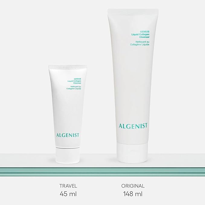 Algenist GENIUS Liquid Collagen Foaming Facial Cleanser - Travel Size Hydrating Face Wash & Makeup Remover with Alguronic Acid and Microalgae Oil to Nourish & Restore Skin's Radiance (1.5 oz, 2 count)