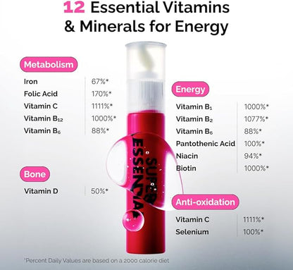 VITALBEAUTIE Super Essential (7-Day) – Women’s All‑in‑One Beauty + Multivitamin Ampoules & Tablets – 1,000mg Fish Collagen + 1,000mg Vitamin C, Biotin, Iron, Vitamin D – Grape Flavor - 7 Servings