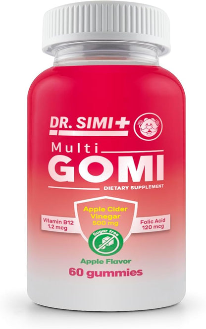 Dr. Simi Sugar-Free Apple Cider Vinegar Gummies | 500 mg ACV + Vitamin B12 & Folic Acid | Metabolism, Digestion & Clean Energy Support | Crisp Apple Flavor