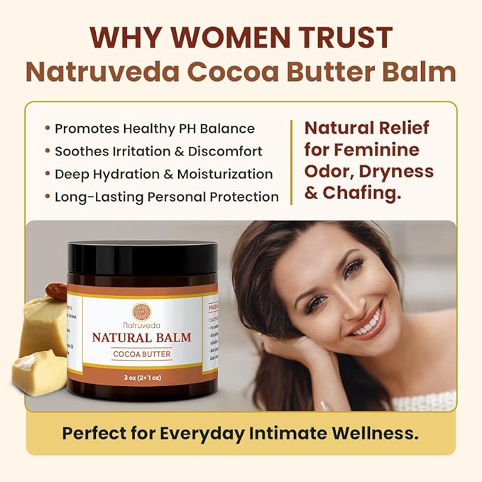 Vulva Balm for Women – No added Fragrance, Vaginal Moisturizer Cream, Hormone-Free, Vulva Cream for Dryness and Itching, Feminine Balm, Wet Hydration (3 oz, Cocoa Butter)