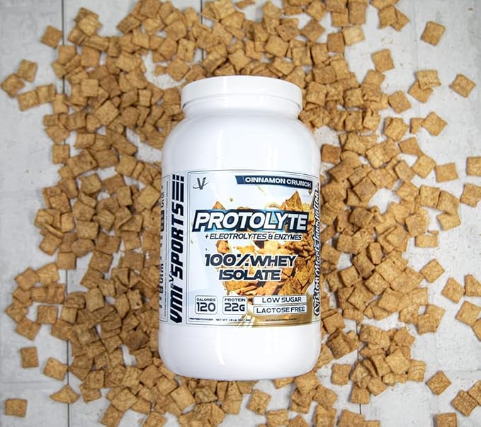 VMI Sports | ProtoLyte Whey Isolate Protein Powder | Low Calorie Whey for Weight Loss and Muscle Gain | Digestive Enzymes | Non-GMO (1.6 lb, Cinnamon Crunch)
