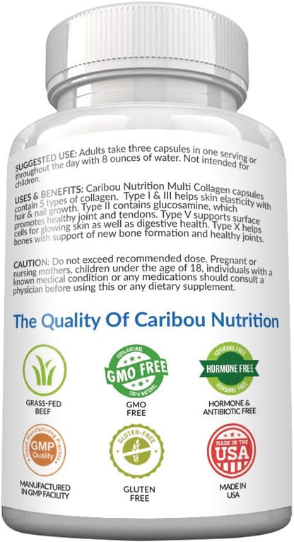 Multi Collagen Pills - 180 Collagen Pills - Type I, II, III, V & X Collagen Capsules - Unique Blend of Collagen Peptides Capsules - Wild Fish, Eggshell, Chicken & Grass-Fed Beef Collagen Supplements