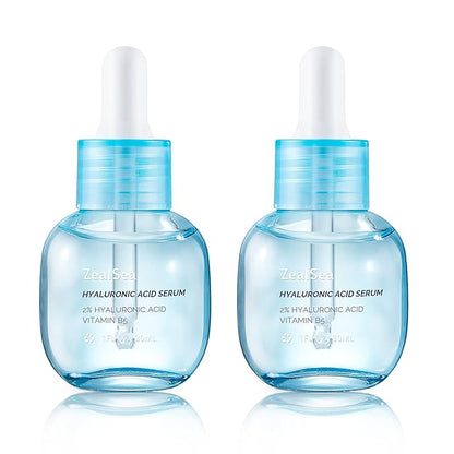 ZealSea Hyaluronic Acid Serum for Face, Hydrating Microneedling Serum, EWG Certified for Sensitive Skin, Vegan Fragrance Free Non-Comedogenic Absorb Quickly, Pure Hyaluronic Acid Anti-Aging 1 Oz*2