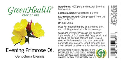 GreenHealth Evening Primrose Oil – 8 fl oz (237 ml) Plastic Bottle w/Cap – 100% Pure Carrier Oil