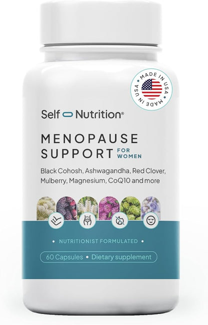 Menopause Support for Women -All-Natural, Hormone-Free Perimenopause & Menopause Support. Unique Blend for Hot Flashes, Mood, Energy, Sleep & More. Vegan, Gluten-Free, 60 Capsules.