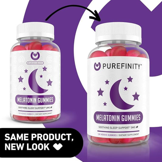 PUREFINITY Melatonin Gummies 5mg for Kids – Each Delicious Gummy is 2.5mg (2 Per Serving) for Easily Customizing Your Night, Gluten Free, Non-GMO, Vegan, 120 Count (Pack of 2)