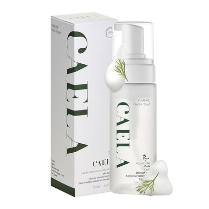 CAELA Feminine Wash Foam Fairgreen, pH-Balanced Intimate Cleanser for Women, Triple Lactobacillus Ferment Complex, Vegan K-Beauty with Green Tea & Mugwort, Sulfate-Free, 5.07 Fl Oz