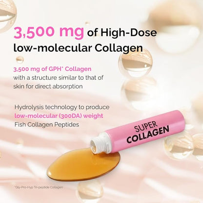 VITALBEAUTIE Super Collagen Drink – 3,500mg Low‑Molecular Fish Collagen (5 Types) – K‑Beauty Liquid Beauty Ampoules, Mixed Berry Flavor (Naturally & Artificially Flavored) – 14 x 25 mL