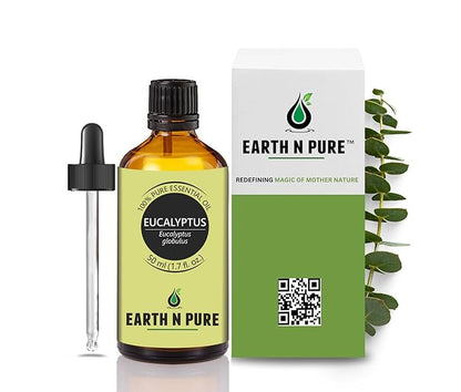 Earth N Pure Eucalyptus Essential Oil (Nilgiri Oil) Steam Distilled, Undiluted, Natural, Therapeutic Grade with Glass Dropper 50 ml