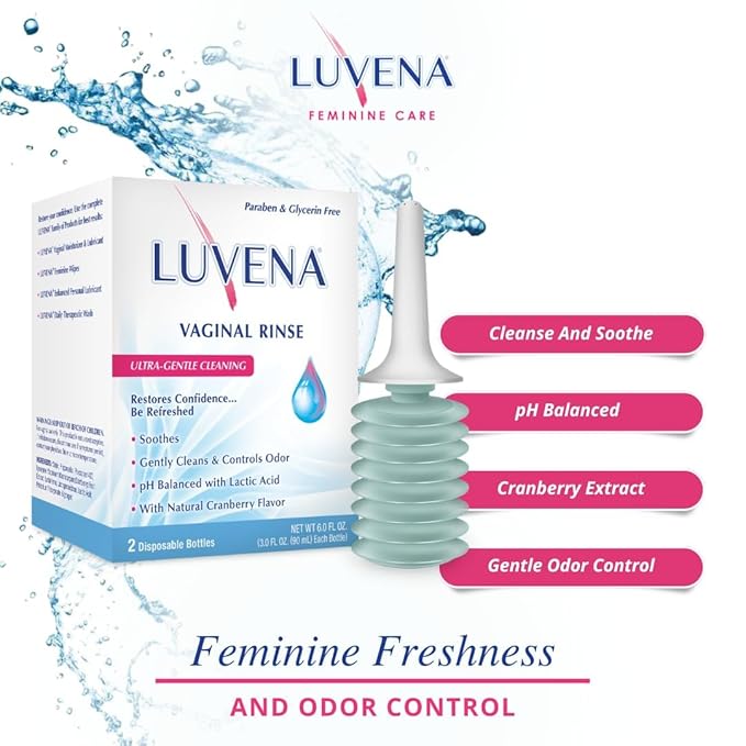 LUVENA Daily Personal Feminine Rinse, Ultra Gentle Intimate Wash, Vaginal Health Support, Hygiene Cleanser, Reduces Odor, Supports Freshness, pH Balanced, Lactic Acid & Natural Enzymes, 3 oz (2 pack)