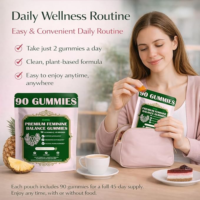 Premium Feminine Balance Gummies for Women - pH Balance Support & Vaginal Probiotic with Hawaiian Pineapple Flavor, Vegan, Gluten-Free – 90 Gummies (45 Servings)
